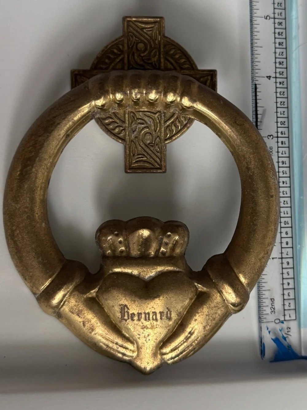 Brass Door Knocker Claddah Hands and Heart Vintage